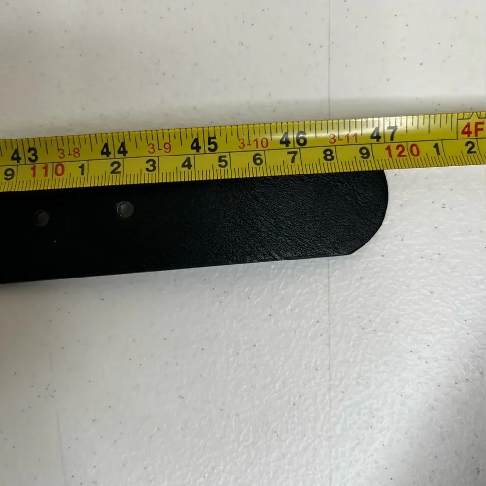 Faux Leather Black Belt Silver Buckle Classic Basic Simple 1.5